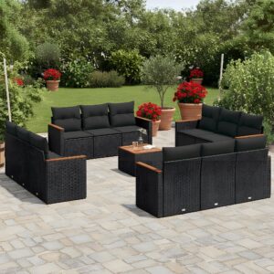 Salon de jardin 13 places en résine tressée avec rangement intégré